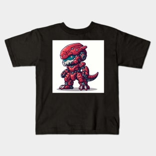 Chibi Red dinosaur robot Kids T-Shirt